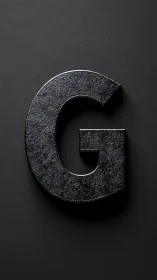 Granite-textured letter G on dark minimalist background.