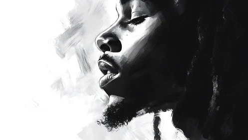 Sideways hush lets monochrome breath turn into quiet thunder