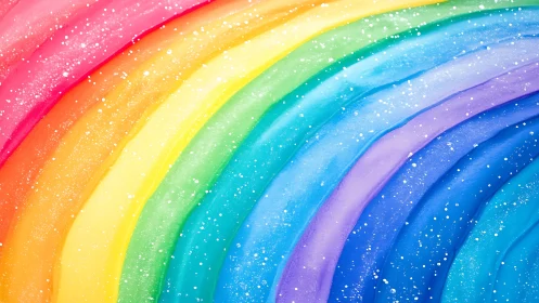 Vibrant rainbow arc pattern with scattered white speckles.