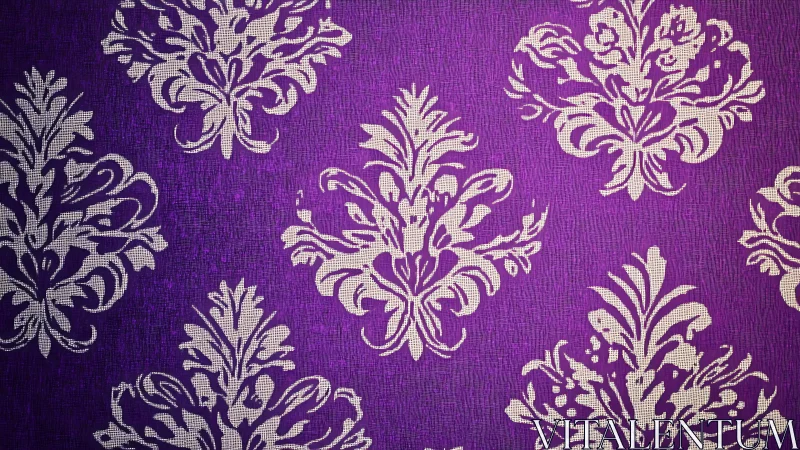 Purple damask wallpaper with ornate floral vector pattern