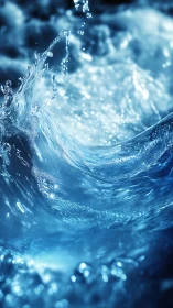Crystal blue water vortex captures dynamic liquid motion.