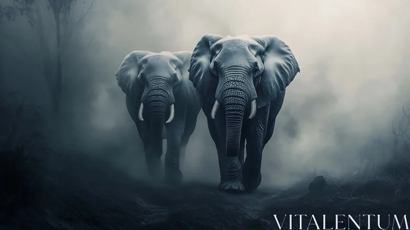 Mistwalk monarchs stride through a ghost-lit elephant dreamscape.