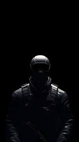 Silent sentinel in the shadows, poised in calm stillness.