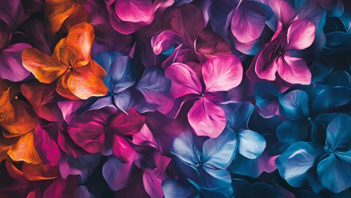 Chromatic Floral Composition: Multi-Hue Petals with Gradient Transitioning