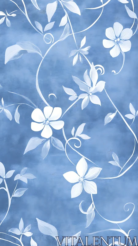 Soft blue floral vines drifting across a dreamy sky.