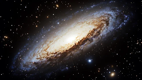 Spiral galaxy pirouettes through velvet space in starry hush