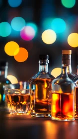 Spirits and Cocktails Glow Against Vibrant Night Bokeh