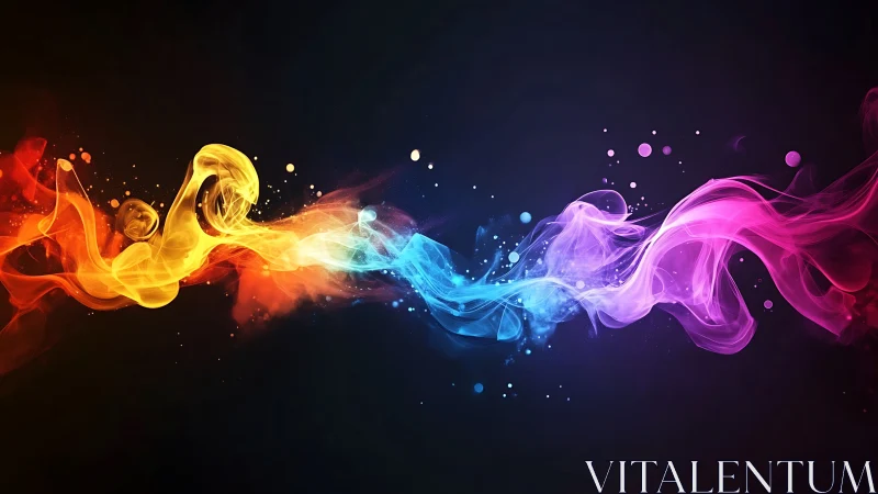 Chromatic energy streams in fluid neon smoke waves.