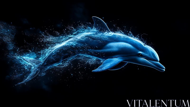 Luminescent blue dolphin formed from liquid energy arcs