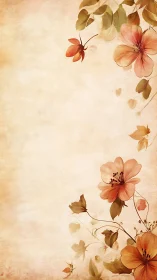 Watercolor floral border with sepia parchment ground design.