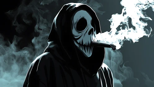 Hooded skeletal smoker in dense vapor plume, high contrast
