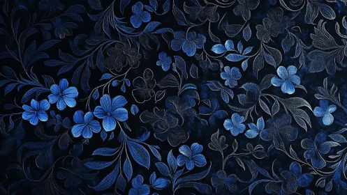 Embroidered Blooms Dance Across Midnight Velvet Canvas