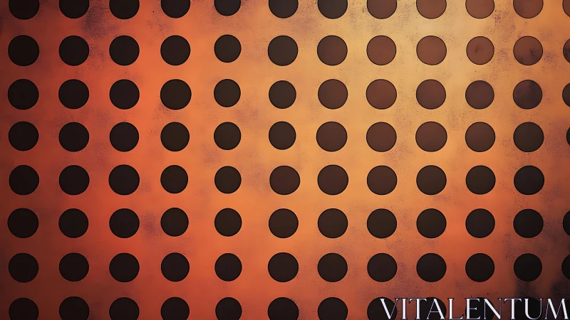 Orange industrial perforated metal sheet with circular pattern.