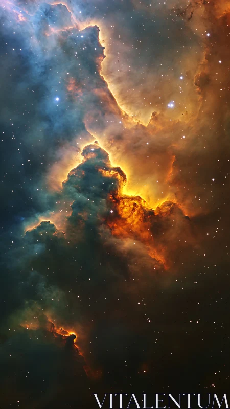 Towering emission nebula pillars with glowing starfield.