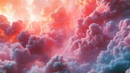 Dream-forged sunrise clouds bloom in neon pastel skies.