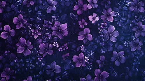 Purple flowers dense against deep blue background.