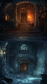 Sacred Portal Glows: Where Twilight Architecture Meets Mystical Warmth