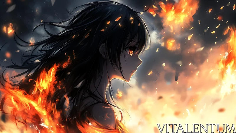 Inferno Profile: Anime Fire Spirit with Dynamic Cinematic Composition.