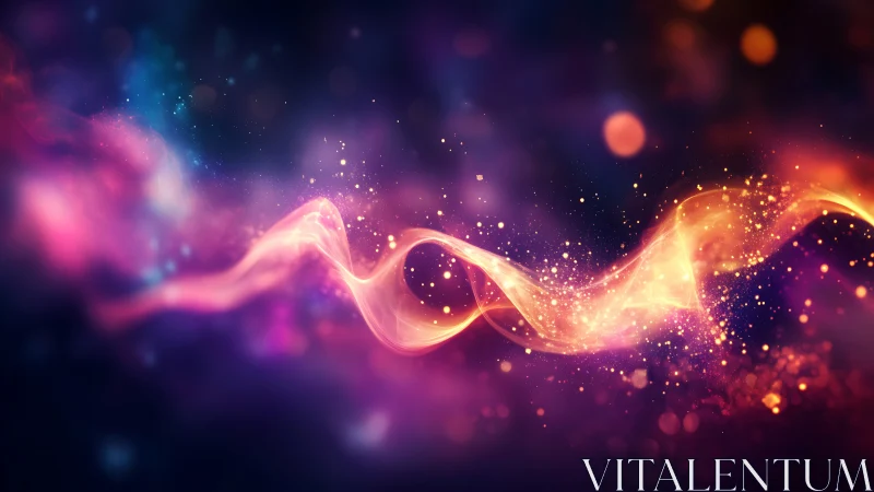 Abstract neon light wave on dark cosmic style background.