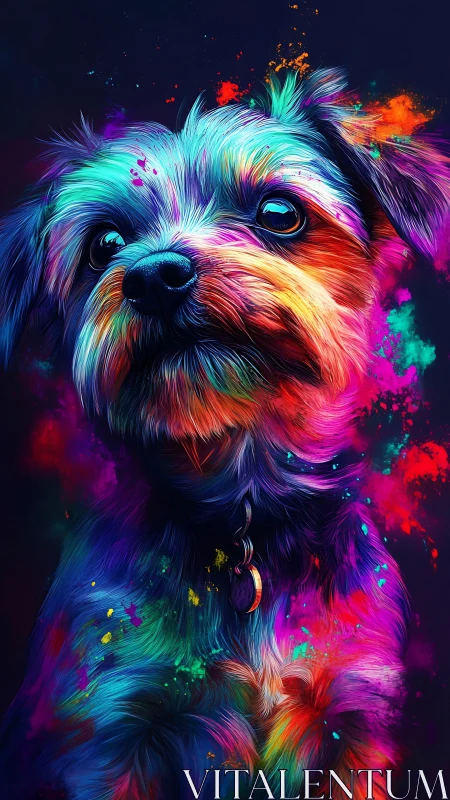 Color-saturated digital portrait of a small dog profile.