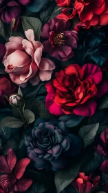 Garden of Velvet Dreams Blooms Against Twilight Shadows