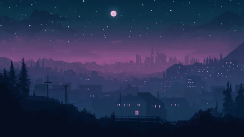 Moonlit neon haze drifting over a dreaming valley cityscape.