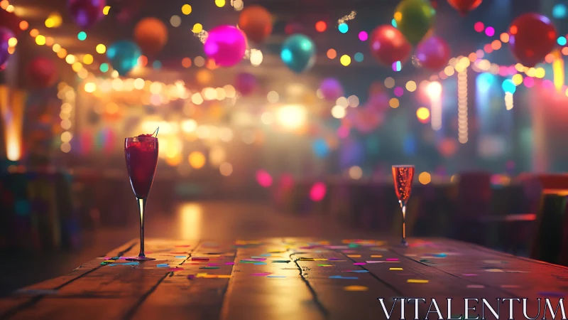 Bokeh Celebration: Luminous Cocktails in Festive Atmosphere.