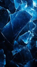 Cyan fractured glass plates with dramatic edge illumination.