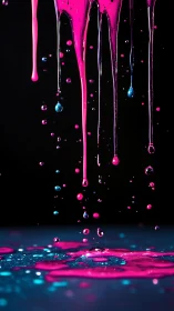 Neon raindrops melting into an electric candy river.