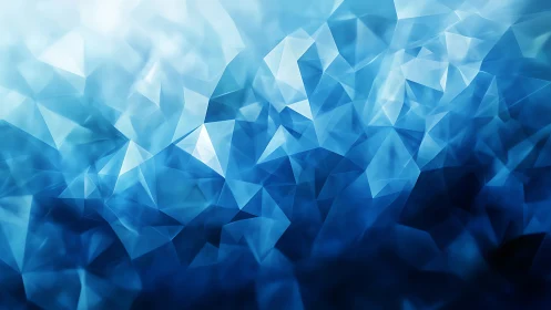 Blue low poly crystal gradient with luminous depth effect.