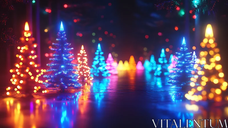 Neon Frost Forest of Glittering Holiday Micro Trees.