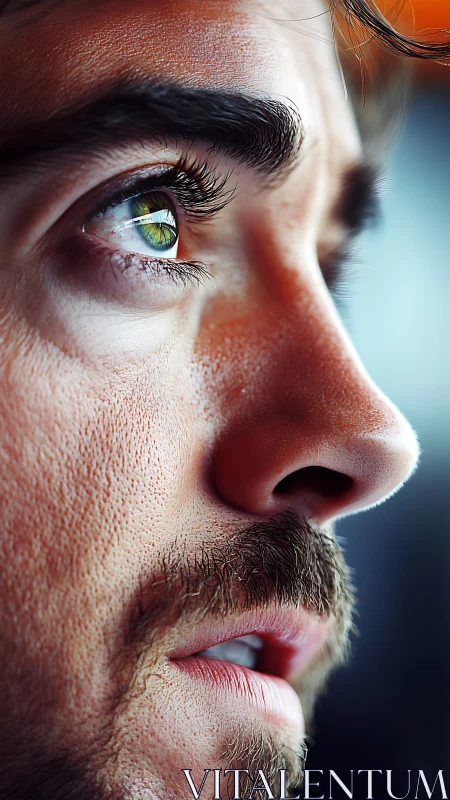 Emerald gaze on the horizon of thought, quiet thunder brewing.