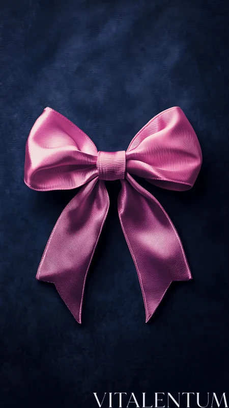 Pink Silk Bow Against Dark Textured Background.