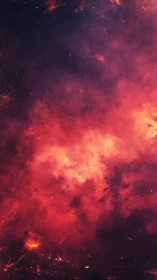 Cosmic Fire Storm: Red Nebula Explosion.
