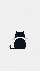 Silhouetted Cat Sitting with Curved Tail.