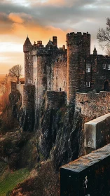 Cliffside dusk fortress drinking in the last molten light.