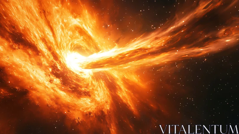 Flaring cosmic vortex streaming fire through deep space.