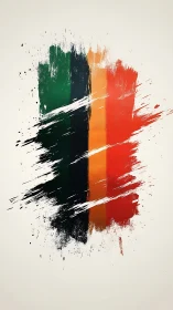 Brushstroke tricolor storm with bold streaks of wild motion.