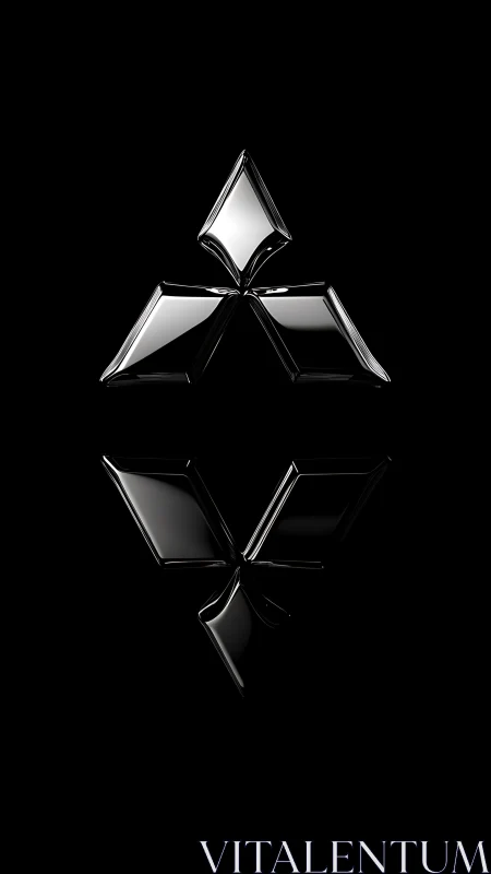 Gleaming mirrored diamond logo rests in deep black space