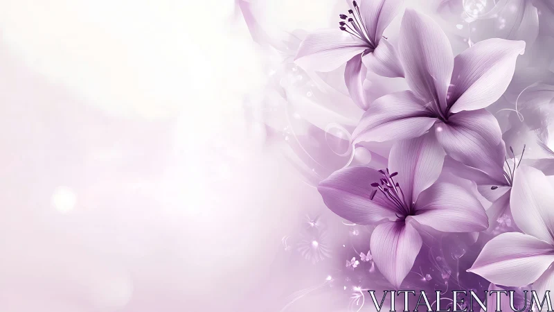 Dreamy Purple Lilies Wrapped in Soft, Ethereal Light.