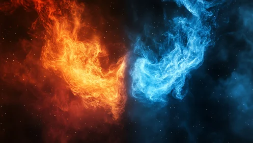 Fire and Ice Collision: Opposing Cosmic Energies Clash.
