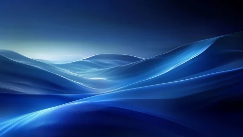 Gentle blue light waves drift across a calm digital horizon