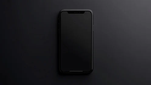 Smartphone mockup against dark minimal background. Sleek device with notch.