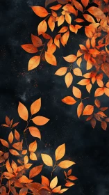 Burnished autumn leaves drift across deep midnight sky.