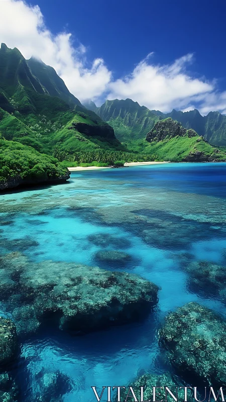 Kalalau Valley coastal cove with turquoise waters and sea stacks