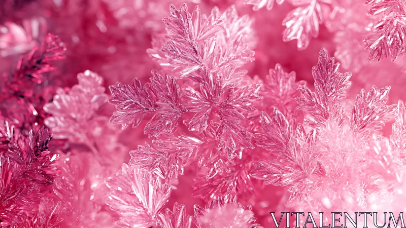 Macro study of crystalline pink frost leaves rendered in high detail