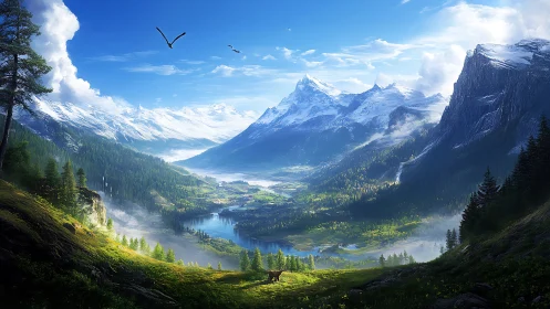 High-fidelity alpine valley vista with atmospheric depth mapping.