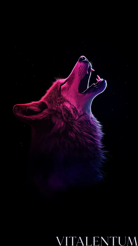 Neon-lit wolf profile rendered against a black background.