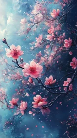 Luminescent Cherry Blossoms: Digital Flora with Atmospheric Particulate Effects