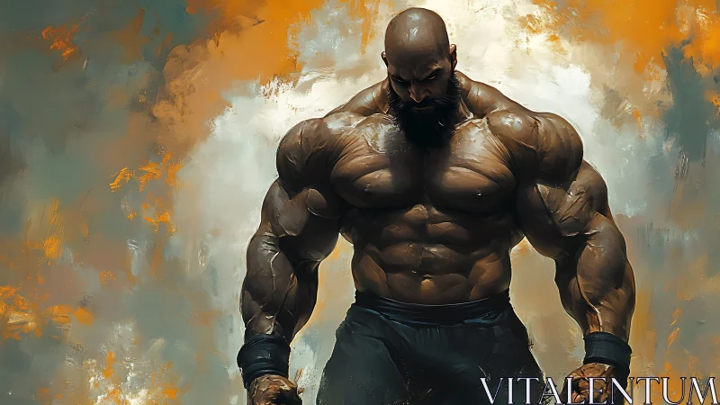 Monumental Muscular Titan in Dynamic Painterly Portrait.